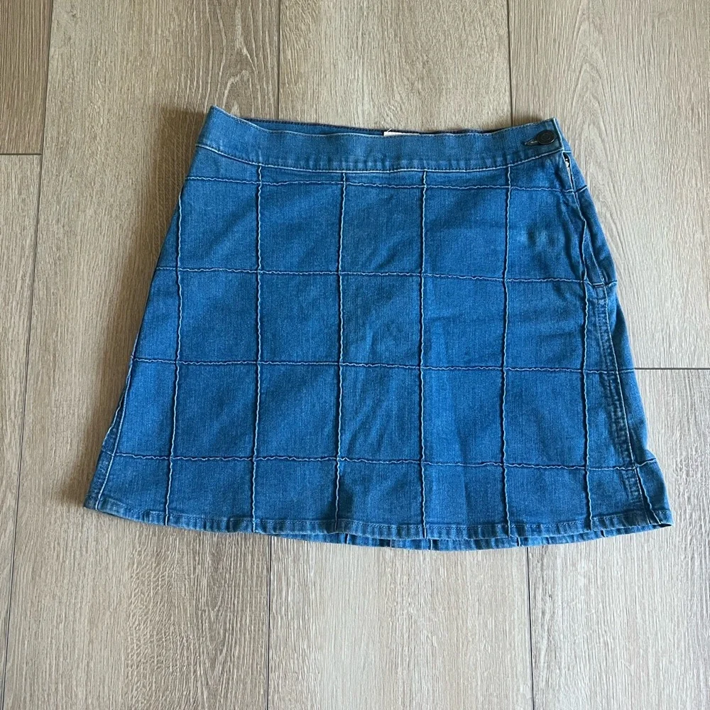 MOTHER denim skirt Patchwork Lovin Schools Out Size 27 - Picture 2 of 6
